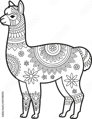 Ornate Mandala Alpaca vector illustration