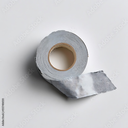 A roll of grey duct tape is isolated on white background