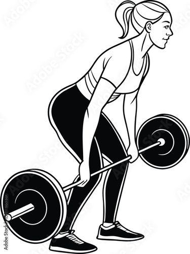 Woman Lifting Barbell in Squat Position – Fitness Workout Silhouette Vector