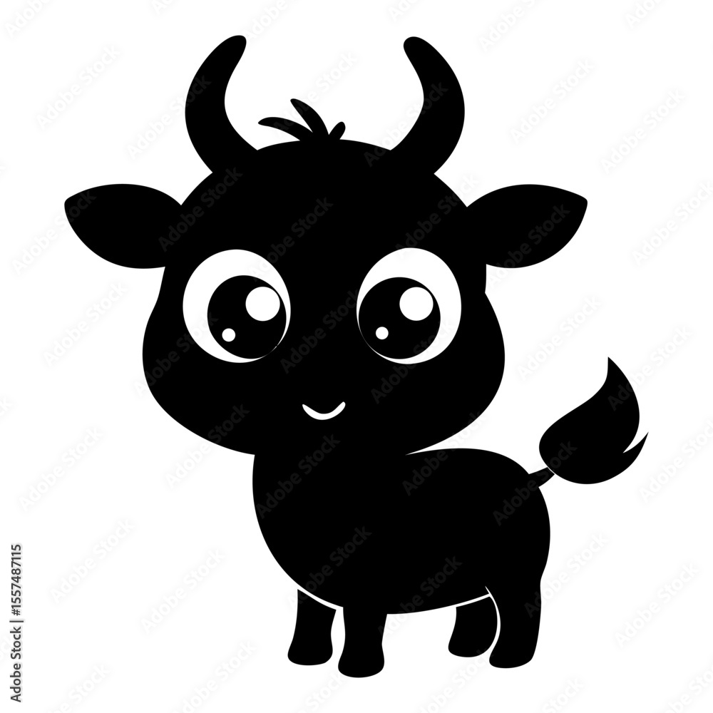 Cute baby goat full black silhouette vector illustration design Cute baby goat full black silhouette vector illustration design