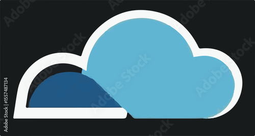 A simple vector icon depicting two overlapping clouds in light and dark blue, with a white outline, set against a dark background, representing weather or cloud computing.