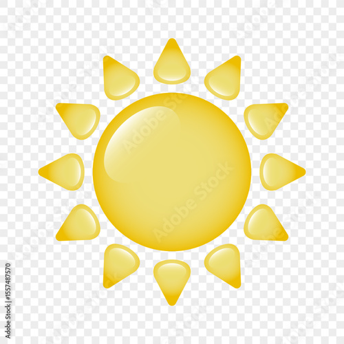 Cartoon sun. An icon with sun rays on a dark background. A sunbeam with lines. Retro logo in the form of a semicircle with radial rays. Vector EPS 10.