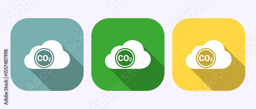 Carbon dioxide icon design illustration, Reduce co2 gas icon sign symbol in shadow button design