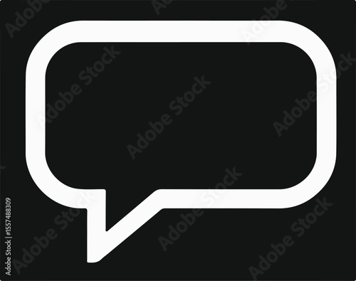 
A sleek vector icon of a white speech bubble with rounded corners on a dark background, ideal for representing communication, chat, or dialogue.