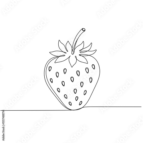 Line drawing of a strawberry on a simple flat surface  