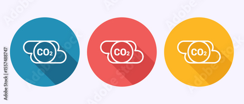Carbon dioxide icon design illustration, Reduce co2 gas icon sign symbol in shadow button design