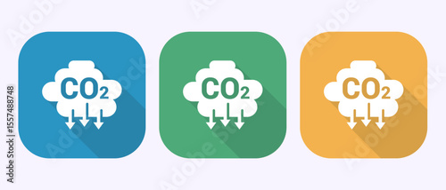 Carbon dioxide icon design illustration, Reduce co2 gas icon sign symbol in shadow button design