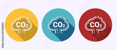 Carbon dioxide icon design illustration, Reduce co2 gas icon sign symbol in shadow button design