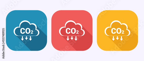 Carbon dioxide icon design illustration, Reduce co2 gas icon sign symbol in shadow button design