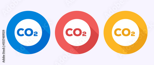 Carbon dioxide icon design illustration, Reduce co2 gas icon sign symbol in shadow button design