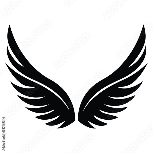 Black wings vector illustration with eagle feather design