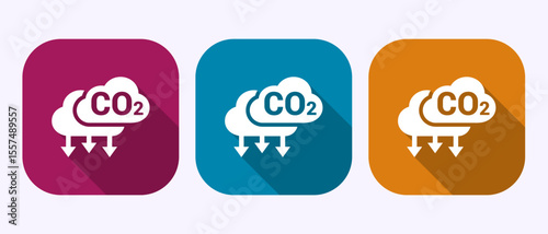 Carbon dioxide icon design illustration, Reduce co2 gas icon sign symbol in shadow button design