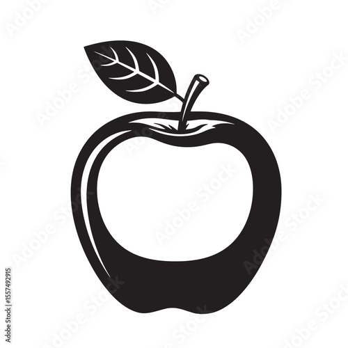 Vintage art silhouette of a classic apple illustrating healthy eating and nature
