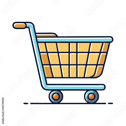 A vector shopping cart icon for web and e-commerce design, symbolizing online retail and the buy button