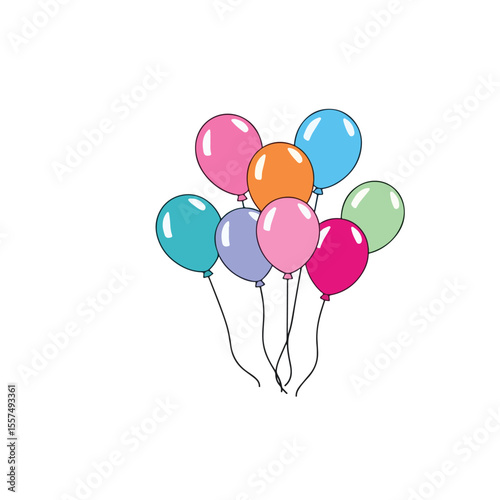 Vector art of a cluster of colorful balloons isolated on white background, ideal for festive designs and celebrations