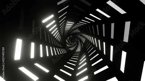 White Neon Spiral Lights Move Background VJ Loop in 4K
