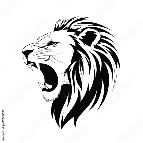 Roaring Lion Head Vector Illustration - Majestic Wild Animal Design