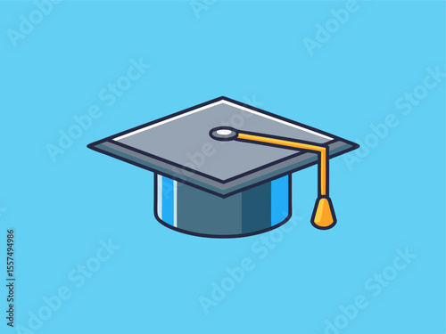 A 3D render of a graduation cap and diploma on a wooden desk perfectly illustrates the concept of academic achievement and university education