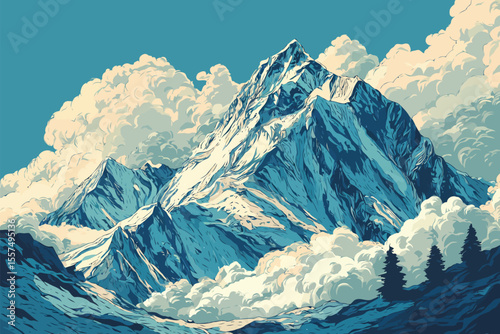 Avalanche flat accident cartoon isolated
