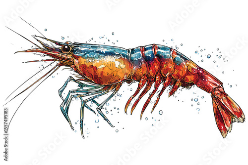 Live shrimp swimming in water isolated isolated