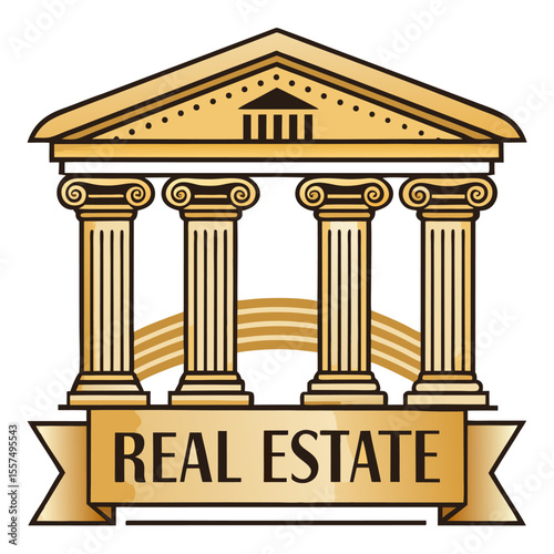 Ancient Greek marble column, a classic architectural building pillar vector illustration