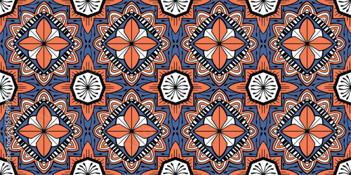 African ethnic traditional pattern . seamless beautiful Kitenge, chitenge, dutch wax style. fashion design in colorful. Geometric floral motif. commonly known as Ankara prints, African wax prints.