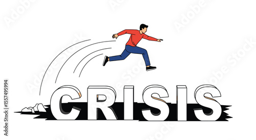 Man Overcoming Obstacles Demonstrating Resilience During Economic Downturn and Financial Challenges