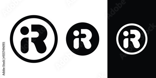 Letter ir or ri logo symbol icon vector. Rounded style brand mark
