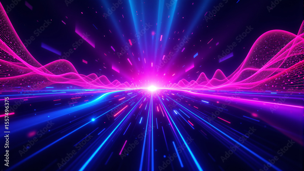 Fototapeta premium Futuristic Neon Light Explosion in Space