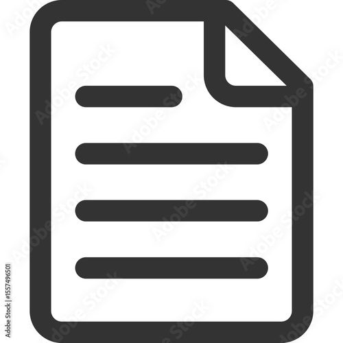 Illustration of a document icon with curled page corner and horizontal lines of text displayed