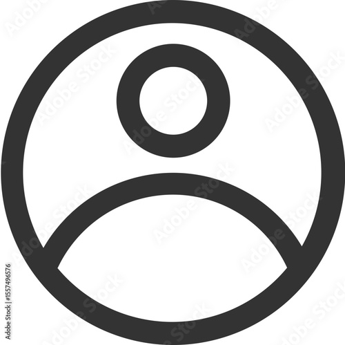 Illustration of a simple user icon with a circle and curved line inside of a larger circle shape