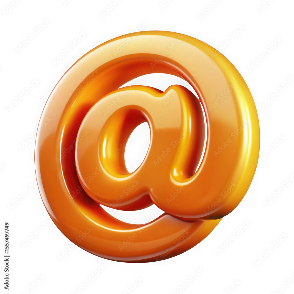 Obraz premium Glossy orange at symbol 3d render isolated on transparent background