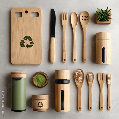 Eco-Friendly Bamboo Kitchen Utensils and Cutlery Set