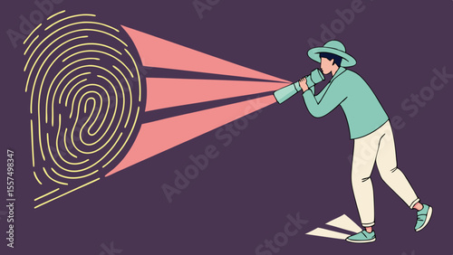 3   biometric fingerprint scan with holographic li | Cybersecurity Vector Illustration