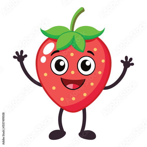 Happy strawberry waving