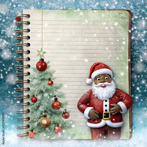 Christmas blank greeting card with santa claus