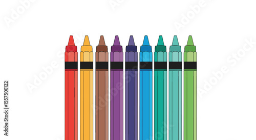A Collection of Vivid Colorful Crayons Standing Upright Demonstrating a Spectrum of Hues and Creative Artistic Possibilities