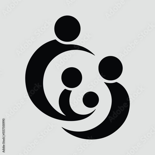 Silhouette family embrace togetherness simple abstract design Vector illustration