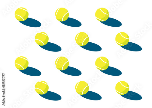 Tennis ball pattern casting shadow on white background