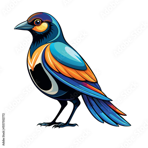 magpie vector icon colorful on white back round
