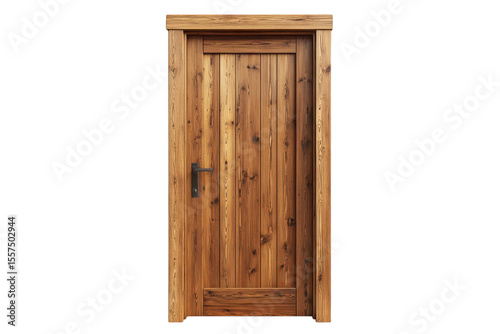 Inviting rustic wooden door beckons promising warmth and untold stories of home within on transparent background