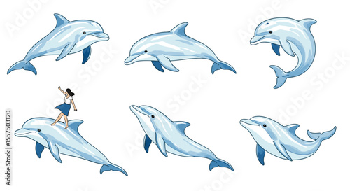 Captivating Underwater Ballet Showcasing Graceful Marine Mammals Performing Acrobatic Feats Amidst Sparkling Oceanic Waters