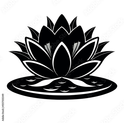 water lily silwhouette vector icon on white backround