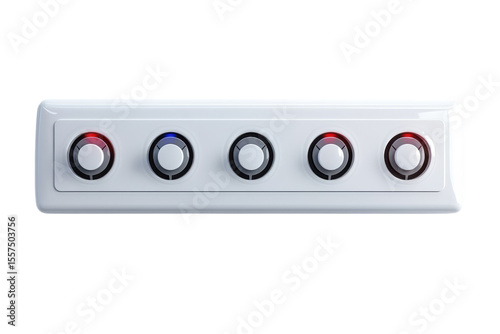 Harmonious panel of controls with temperature gradients expressed in red and blue glow against on transparent background