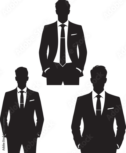 Three Men in Suits Silhouette Illustration of Business Professionals