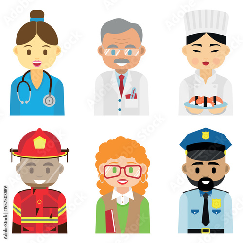 world international labor day set of simple images of people of different professions in work uniform