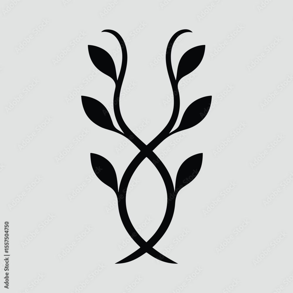 Silhouette intertwined floral design element for decoration and ornamental usage Vector illustration