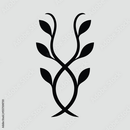 Silhouette intertwined floral design element for decoration and ornamental usage Vector illustration
