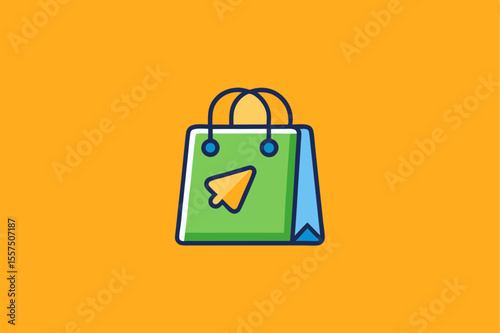 Vector shopping bag icon for retail, sale, gift, and business design