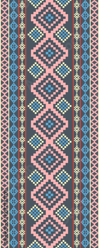Pixel art ethnic, Pattern fabric pixel, design for background, clothing, decorative, drapery, cloth embroidery, geometric pixel art, handcraft, wallpaper, carpet, bag, card, cushions, Print, ethnic